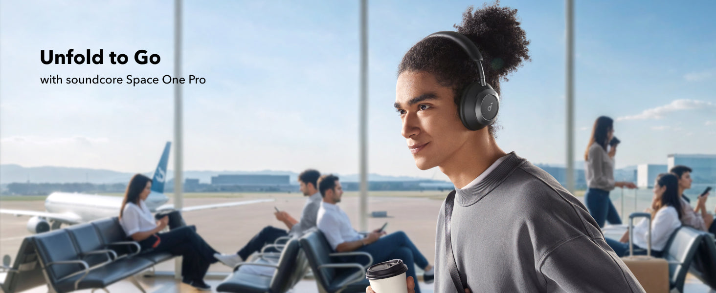 Soundcore Space One Pro ANC headphones designed for travel.