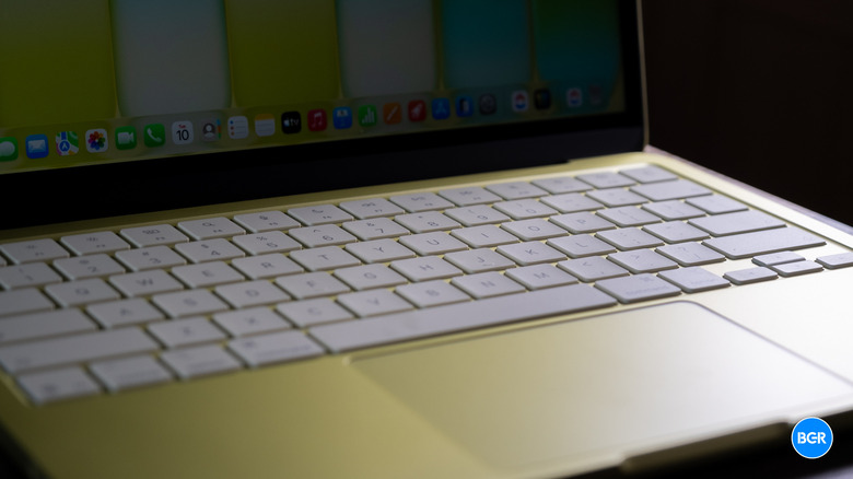 Top-down view of the MacBook Neo's keyboard and Multi-Touch trackpad.