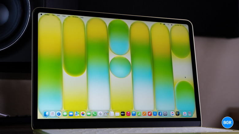 Close-up of the MacBook Neo's 13-inch Liquid Retina screen while active.