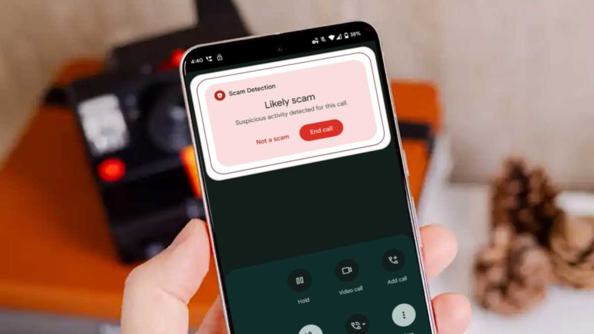 A Pixel phone screen displaying a likely scam alert notification.