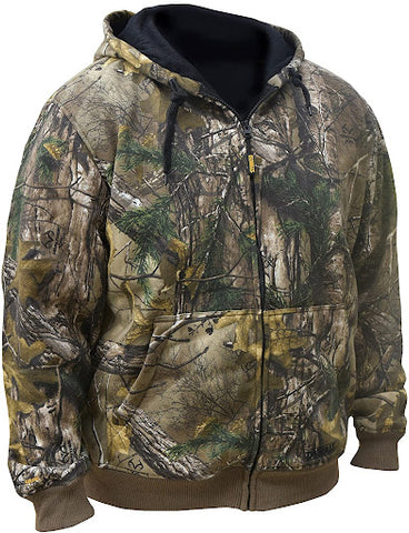 A DeWalt heated jacket in Realtree XTRA camouflage pattern.