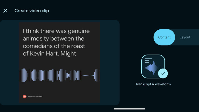 The shareable snippet creator tool in the Pixel Recorder app.
