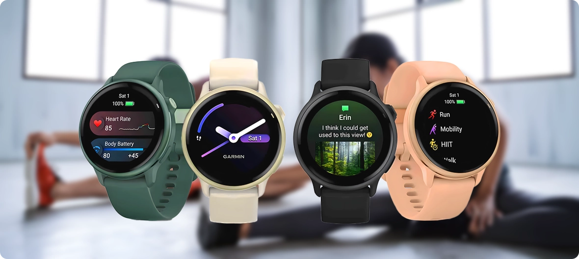 The watch face of the Garmin Vivoactive 6 indicating long-range battery life remaining.