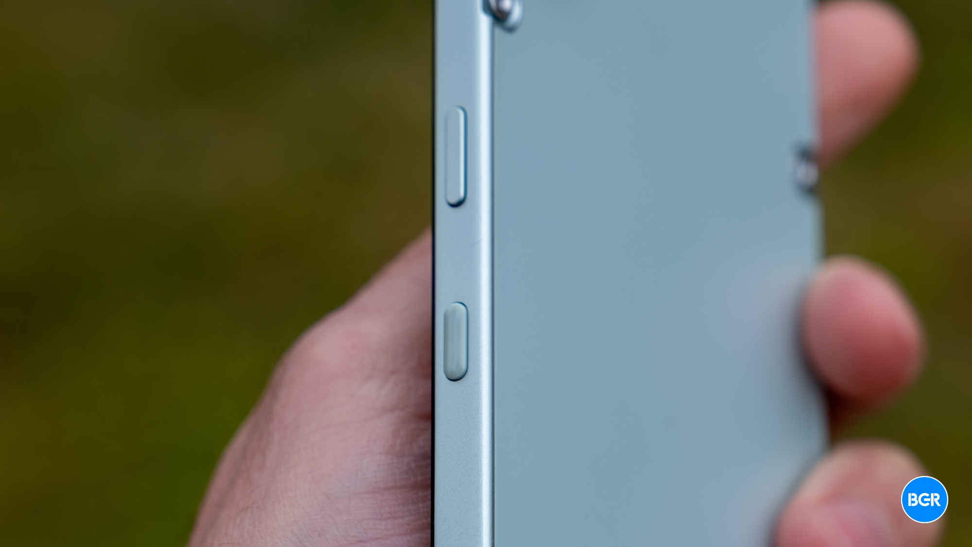 Extreme side profile of the Nothing CMF Phone 2 Pro showcasing its thinness.