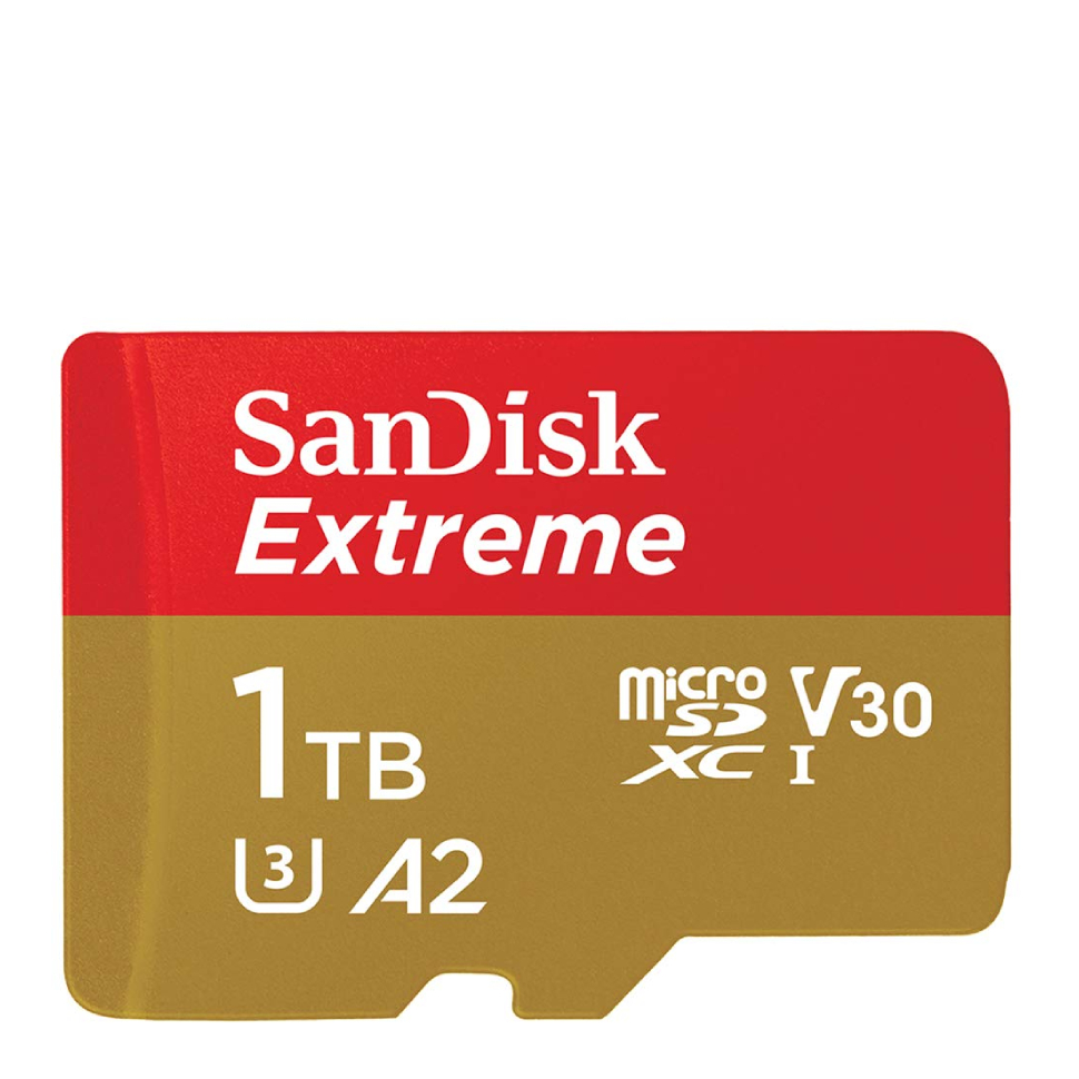 A SanDisk 1TB Extreme microSDXC card.