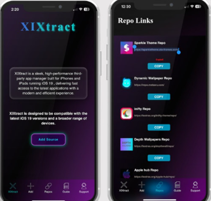 A tutorial screen showing the step-by-step installation of a simulation tool via a mobile browser.