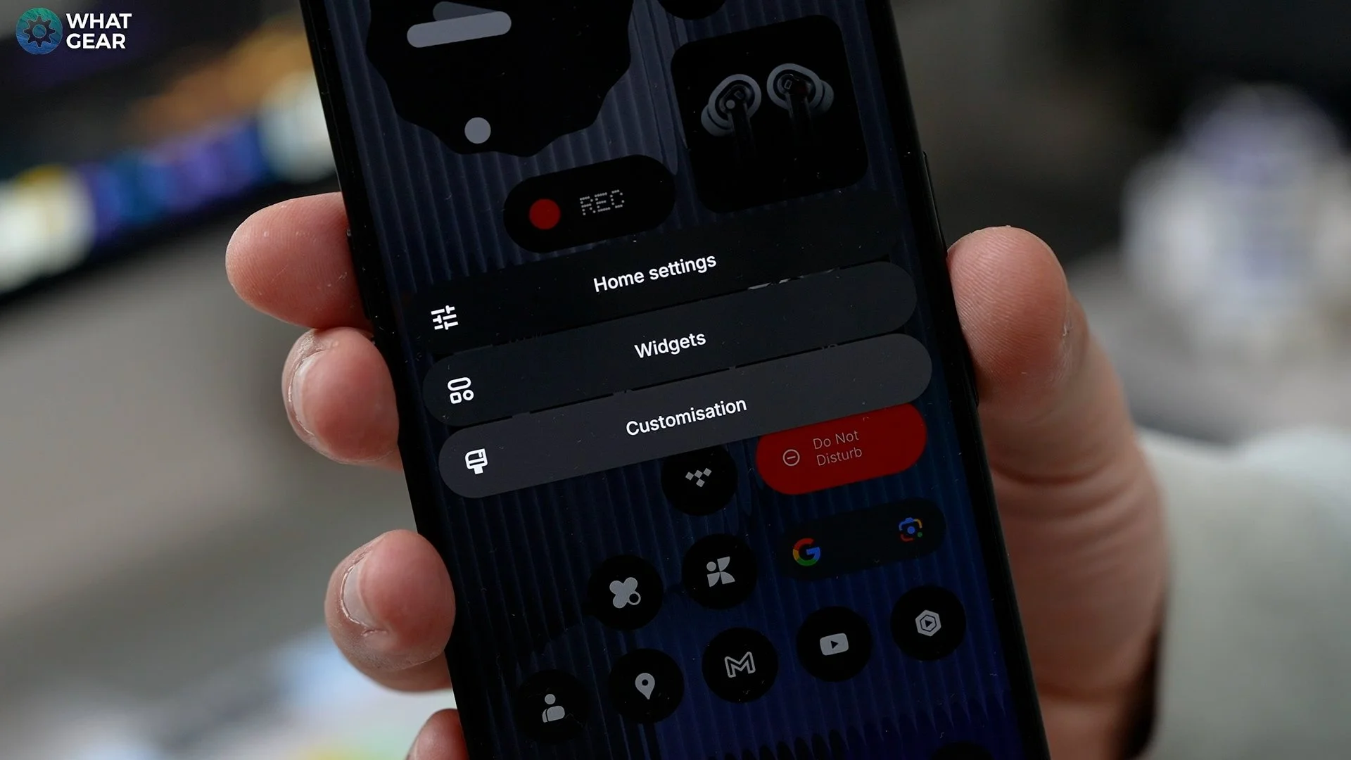 The Nothing OS AI Wallpaper Studio interface showing generated abstract patterns.