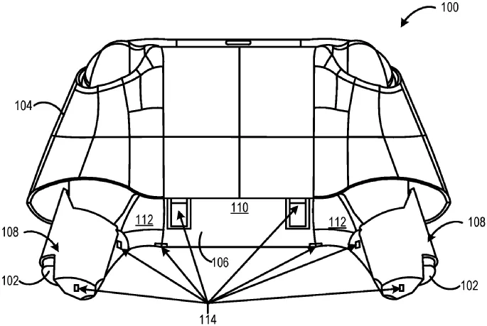 A detailed Microsoft patent diagram showing the internal configuration of a haptic feedback motor for a handheld controller.