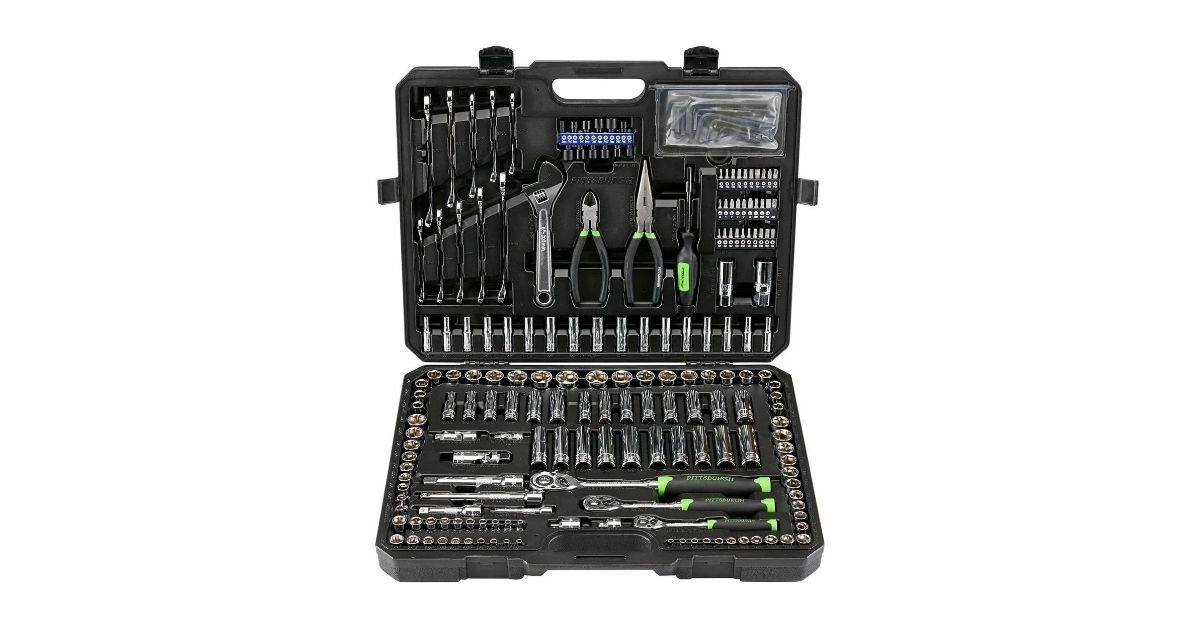 Comprehensive Pittsburgh 225-piece mechanics tool kit in a molded carrying case.
