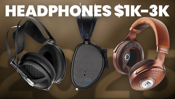 A buyer's guide graphic showing various audiophile headphones in different price tiers.