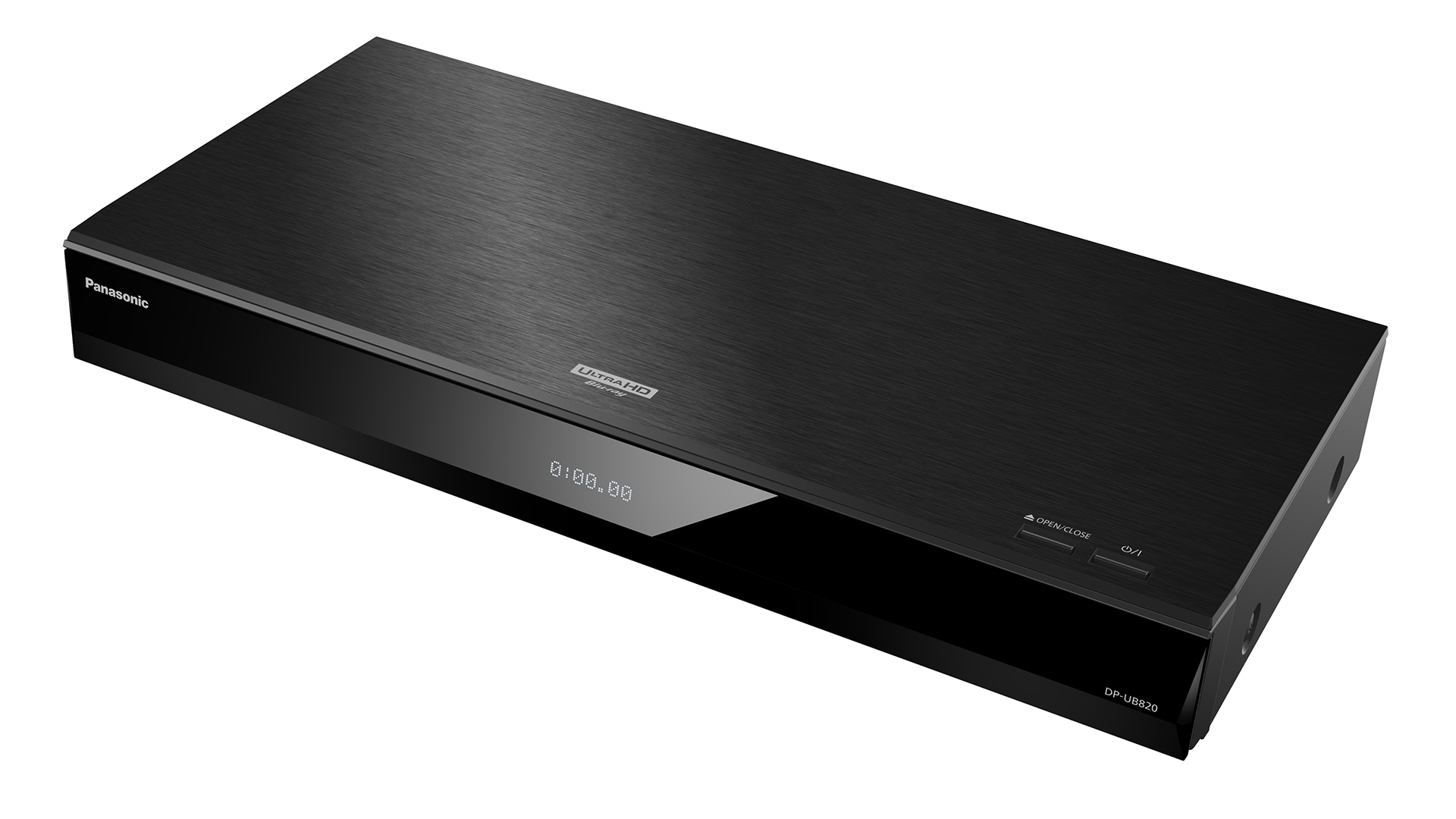 The remote control and front panel of a Panasonic 4K Blu-ray player.