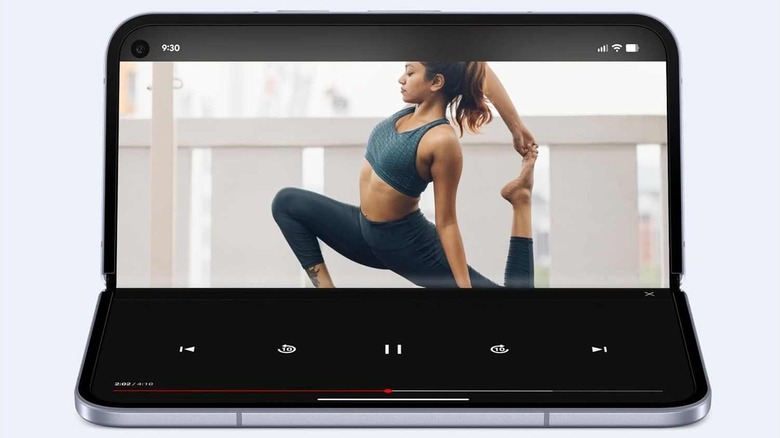 Side view of a Google Pixel 10 Pro Fold showing its foldable display.