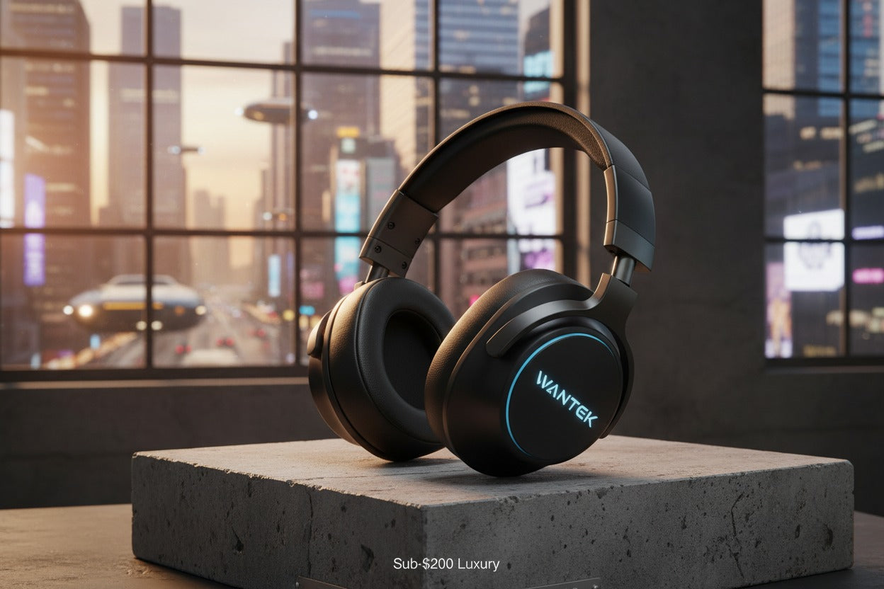 A collection of various affordable noise-canceling headphones displayed together.