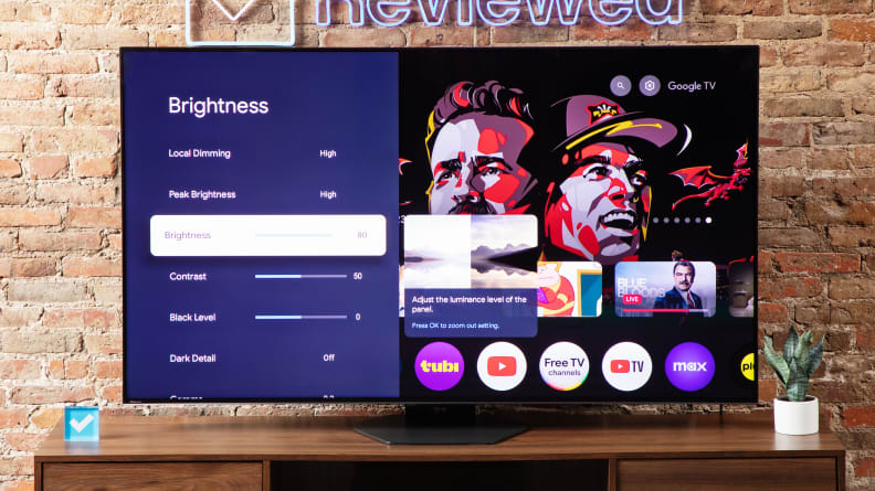 The Hisense U8N on-screen picture settings menu displayed over a bright image.