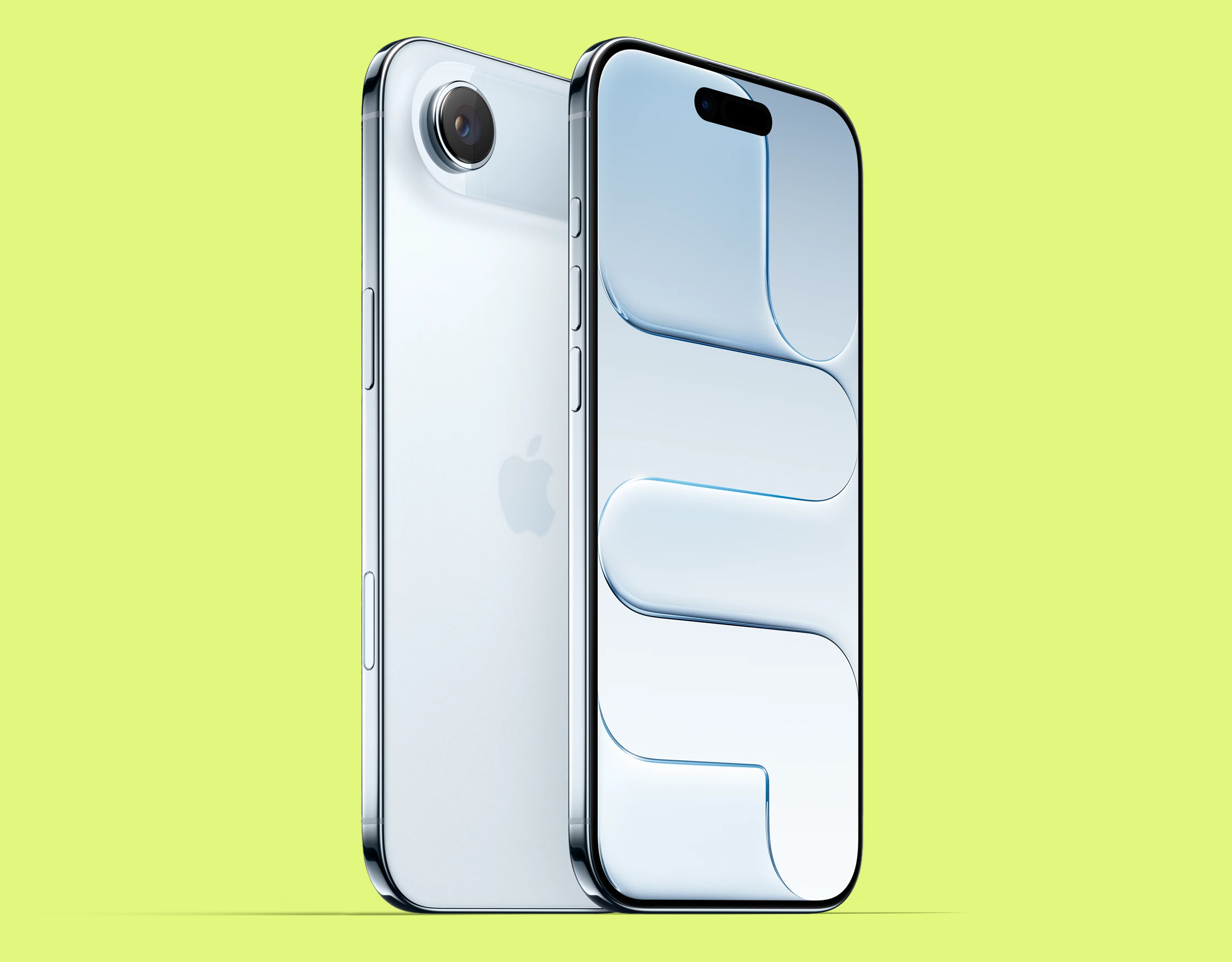 The slim iPhone Air in a vibrant Sky Blue finish.