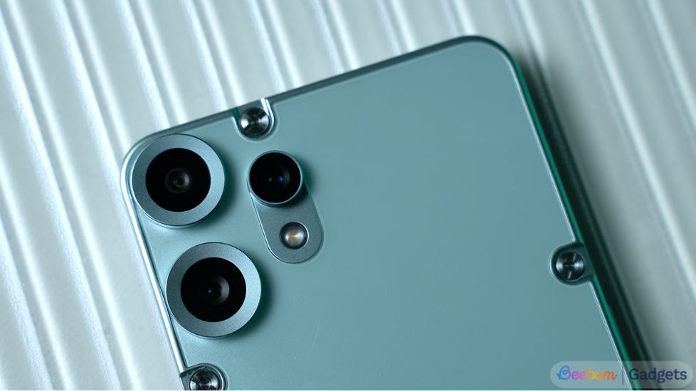 Close-up detail of the CMF Phone 2 Pro dual camera sensors and housing.