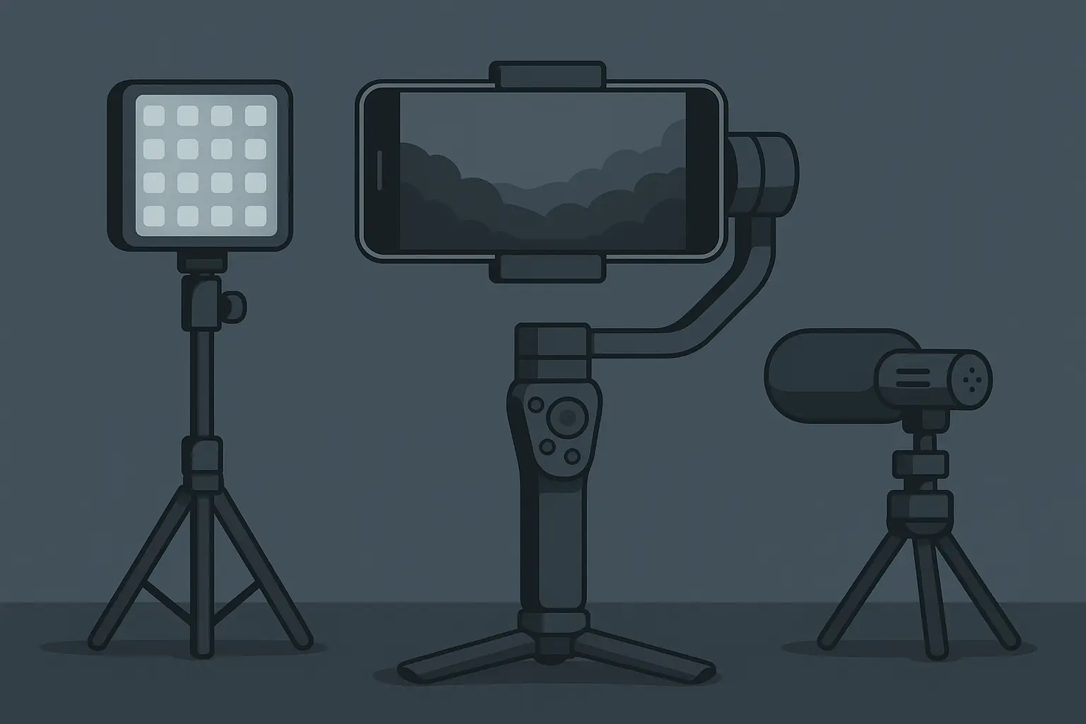 A smartphone mounted on a professional gimbal showing advanced video recording metrics on screen.