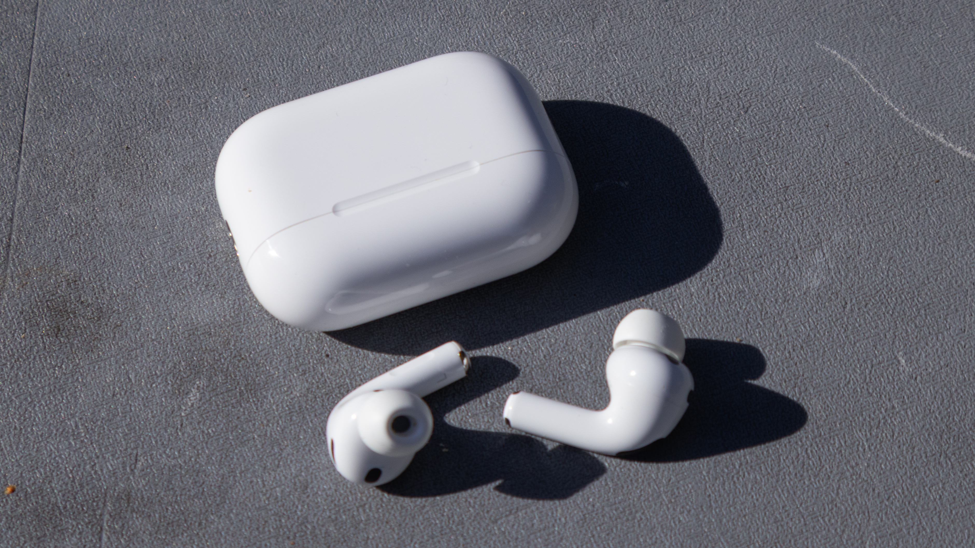 Side profile view of an AirPods Pro 3 earbud showing the acoustic vents and ear tip structure.