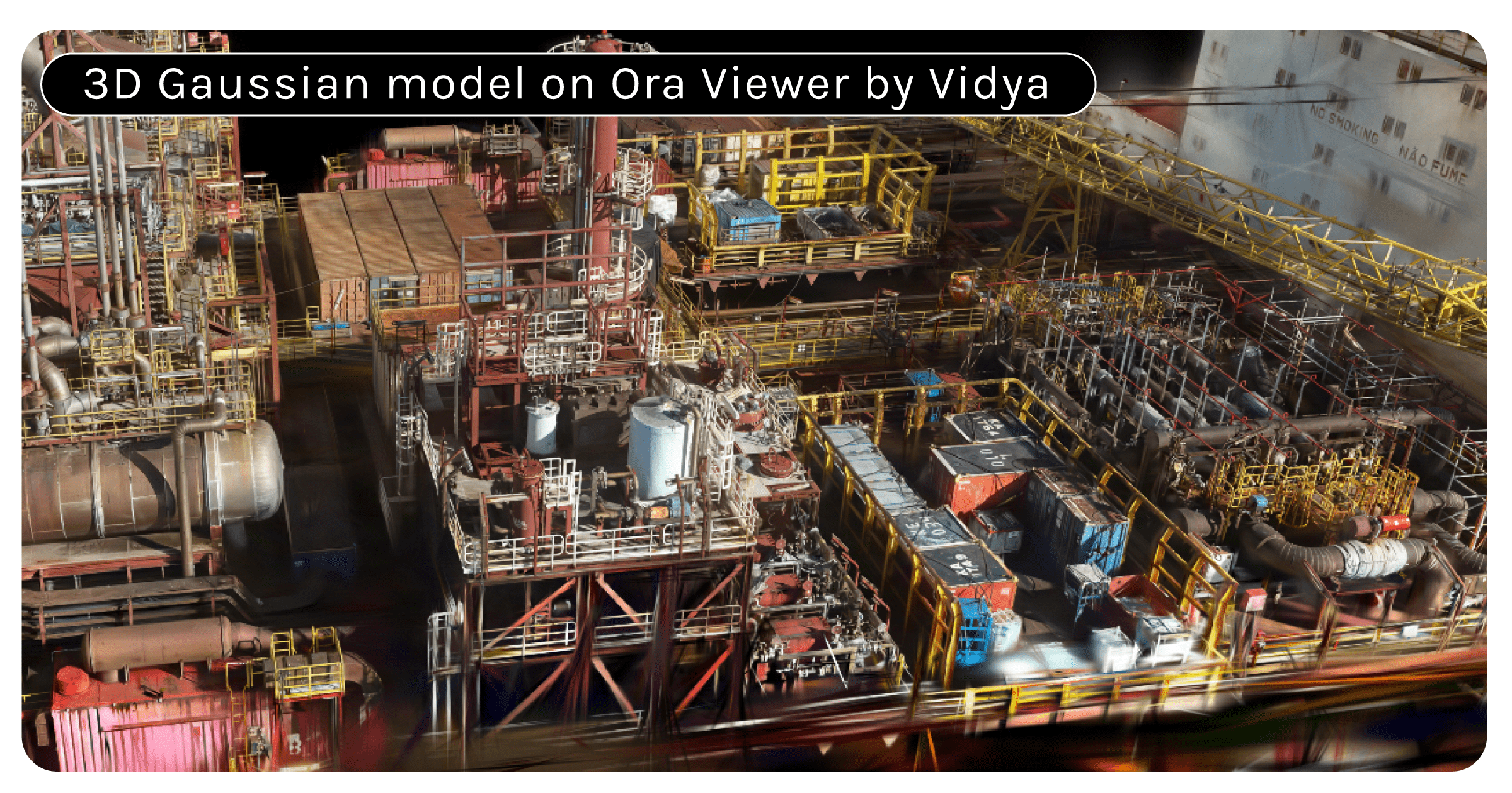 An industrial setting showing the integration of digital twins and spatial computing technology.