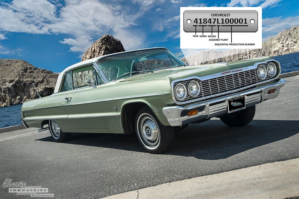 A detailed technical guide or VIN plate for a full-size Chevrolet vehicle.