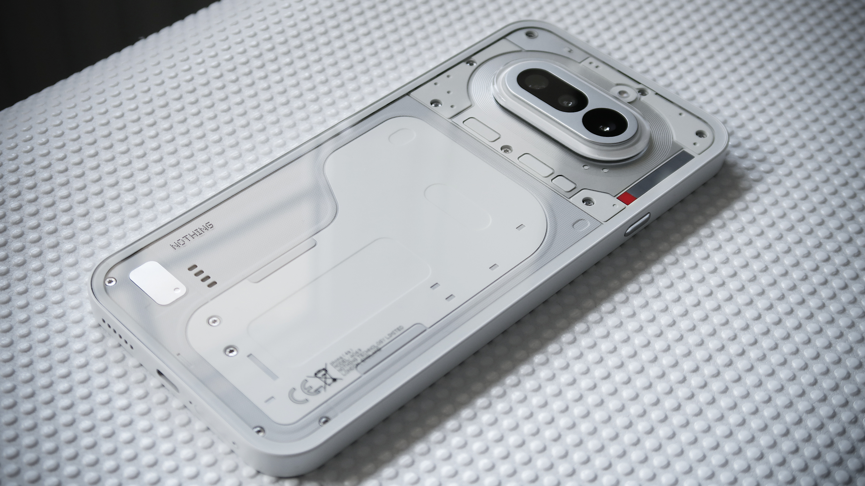 Nothing Phone with its signature transparent back and Glyph lighting interface.