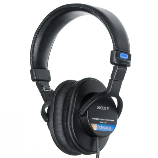 Traditional Sony MDR-7506 professional monitor headphones.