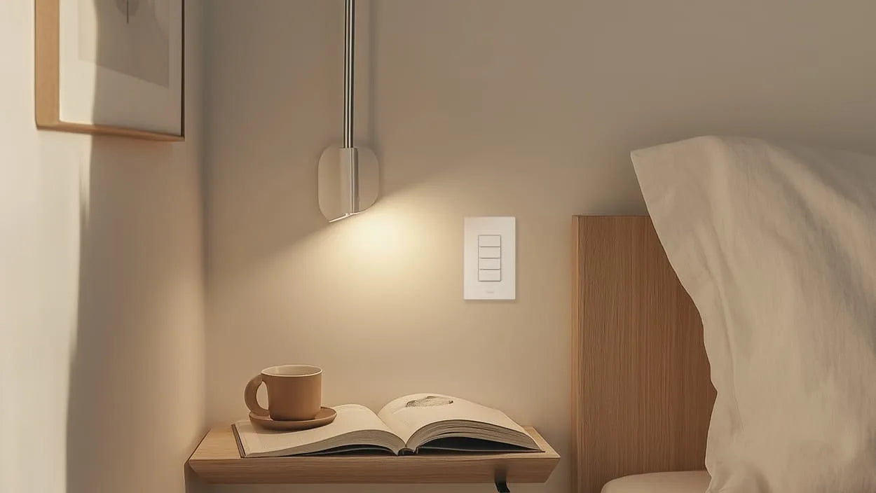 Aqara smart light switch with a four-button interface mounted on a wall.