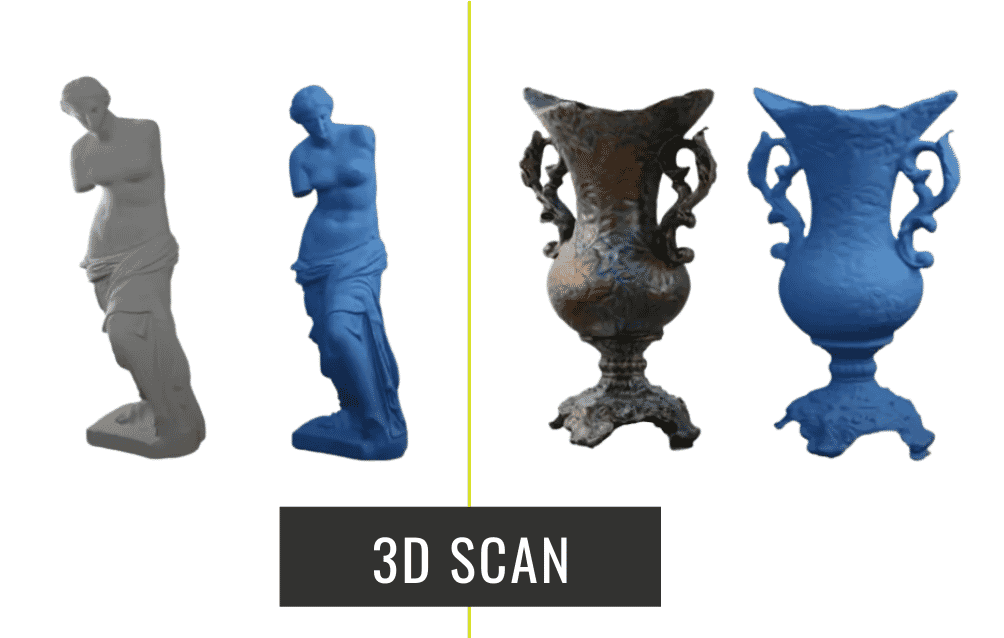 A smartphone using a 3D scanning app to capture a small figurine in high detail.