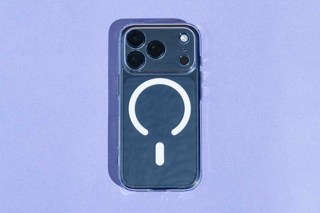 A clear Spigen Ultra Hybrid MagFit case for the iPhone 17.