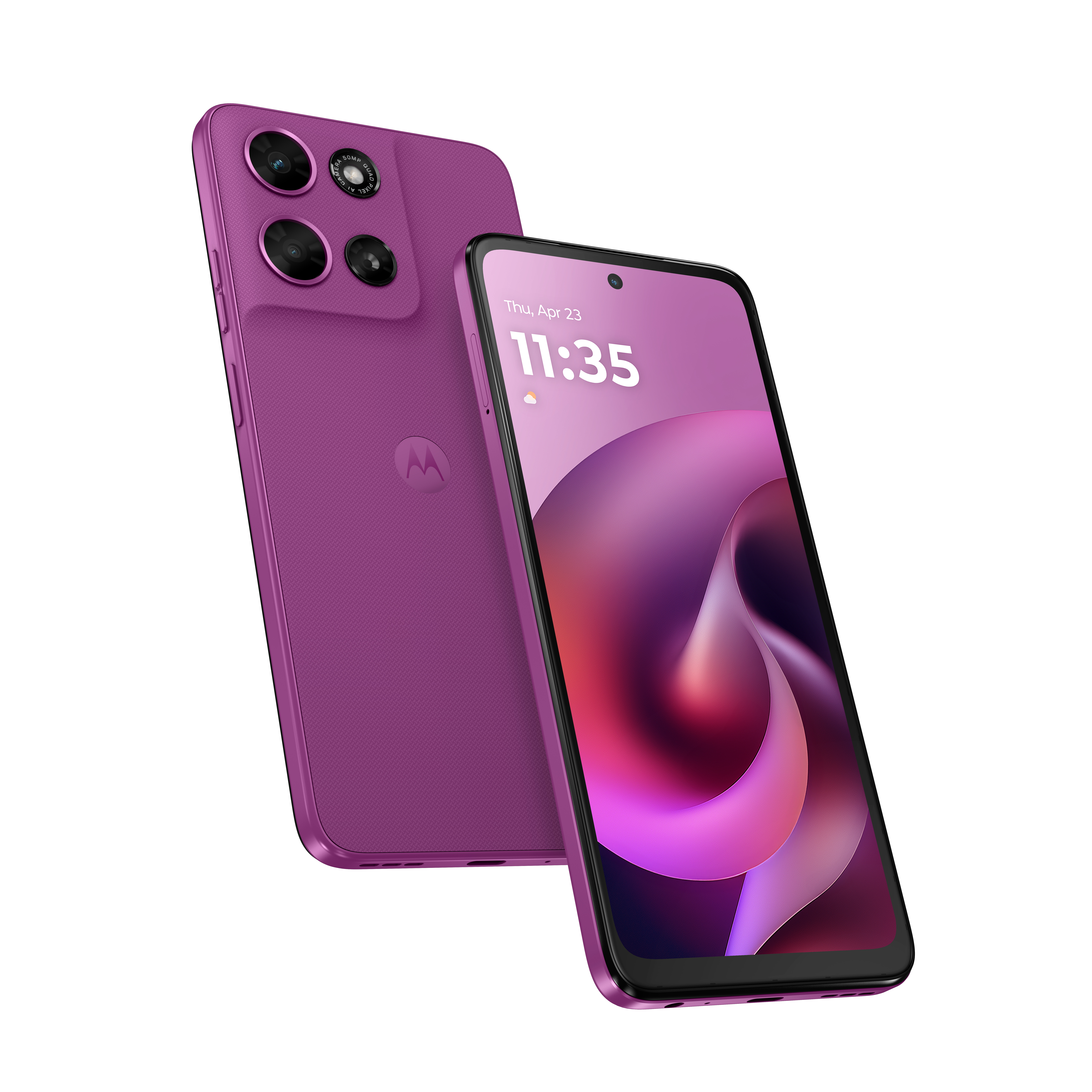 Front and back render of the Motorola Moto G 2026 smartphone.
