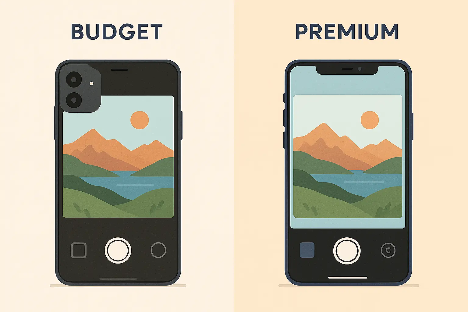 Various mid-range and budget smartphones producing vibrant, high-quality outdoor photographs.