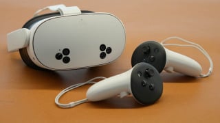 Meta Quest 3S headset showing the sensor array and strap.