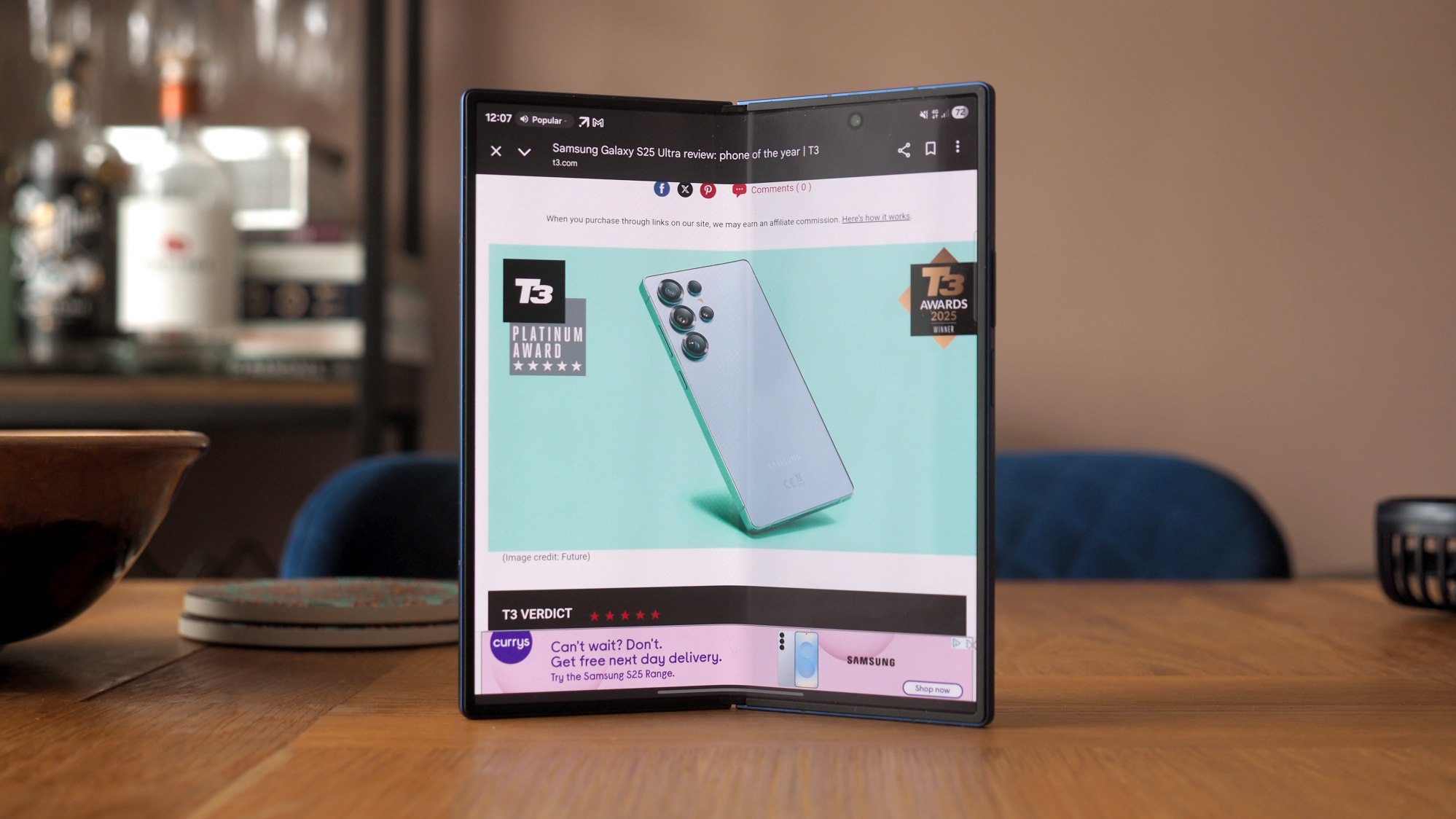 A Samsung Galaxy Z Fold 7 thin foldable device.