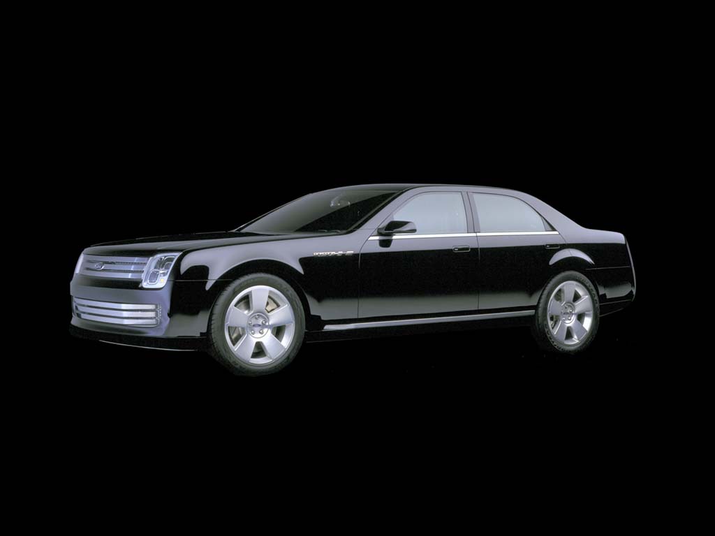 Close-up of the Ford 427 Concept's front grille and vertical stacked headlights.