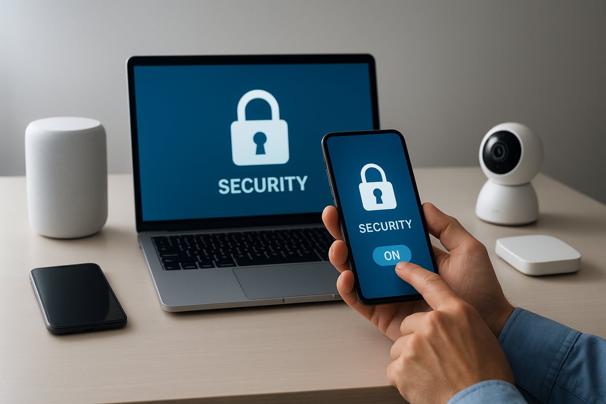 A clean, modern home office workspace symbolizing the foundation of digital security.