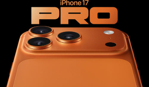 Rear view of the iPhone 17 Pro showing the titanium frame and triple camera lenses.