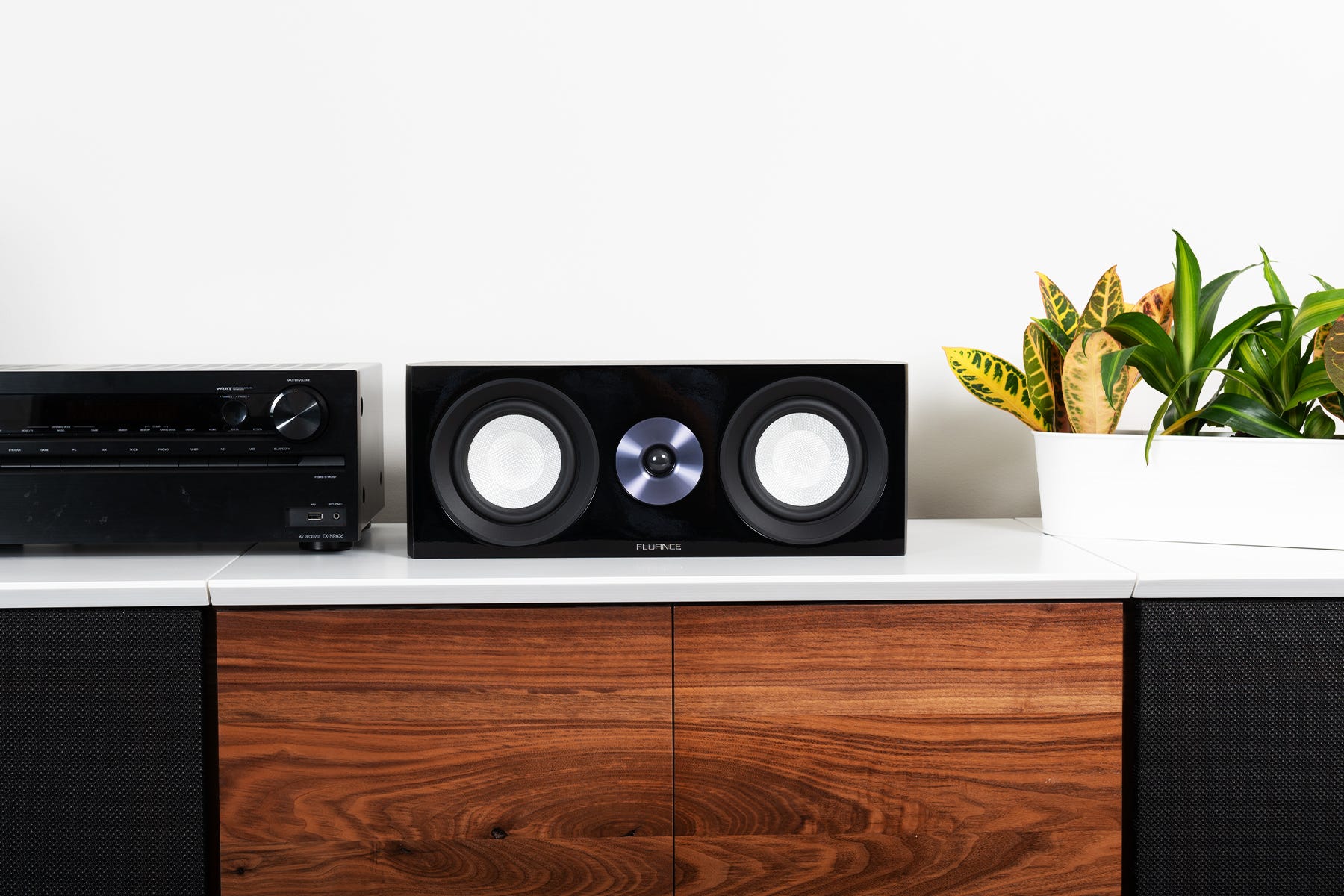 Close-up of a high-quality center channel speaker.