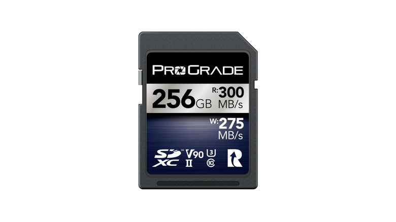 A ProGrade Digital SDXC UHS-II V90 Iridium Memory Card product shot.