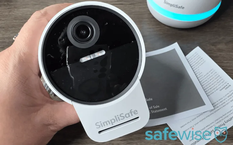A close-up inspection of the SimpliSafe Outdoor Camera outdoor components.