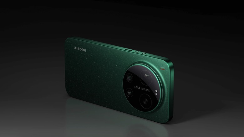 The Xiaomi 17 Ultra smartphone in a green finish highlighting its large camera housing.