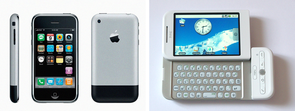 A mobile phone from the early 2000s representing the transition into the smartphone era.