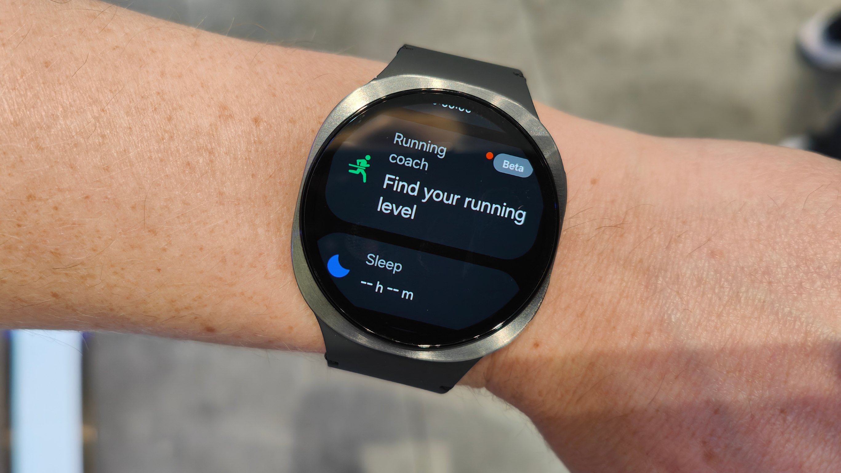 Samsung Galaxy Watch 8 displaying a fitness coaching interface.