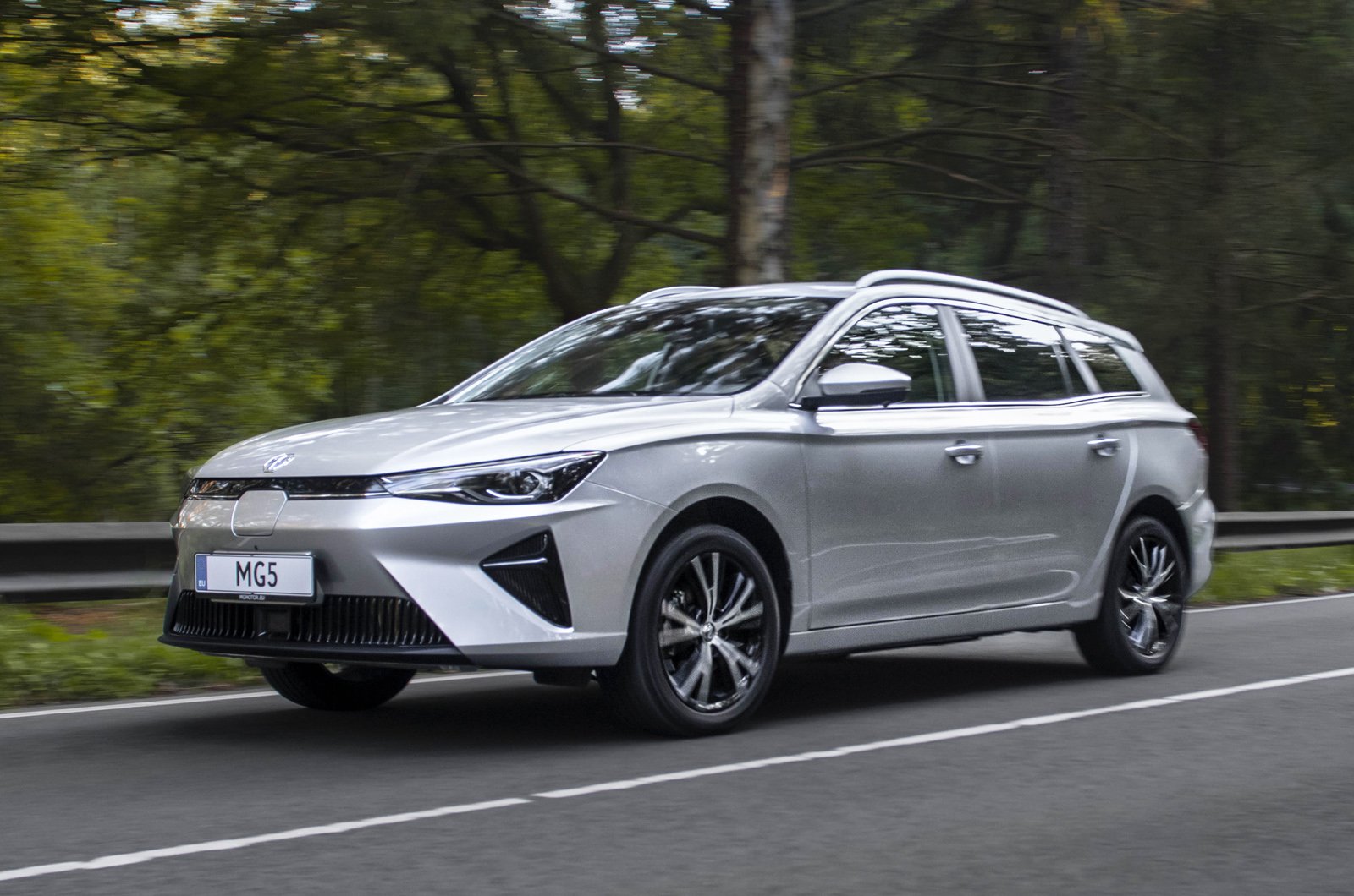 Front view of an MG 5 EV electric estate car.
