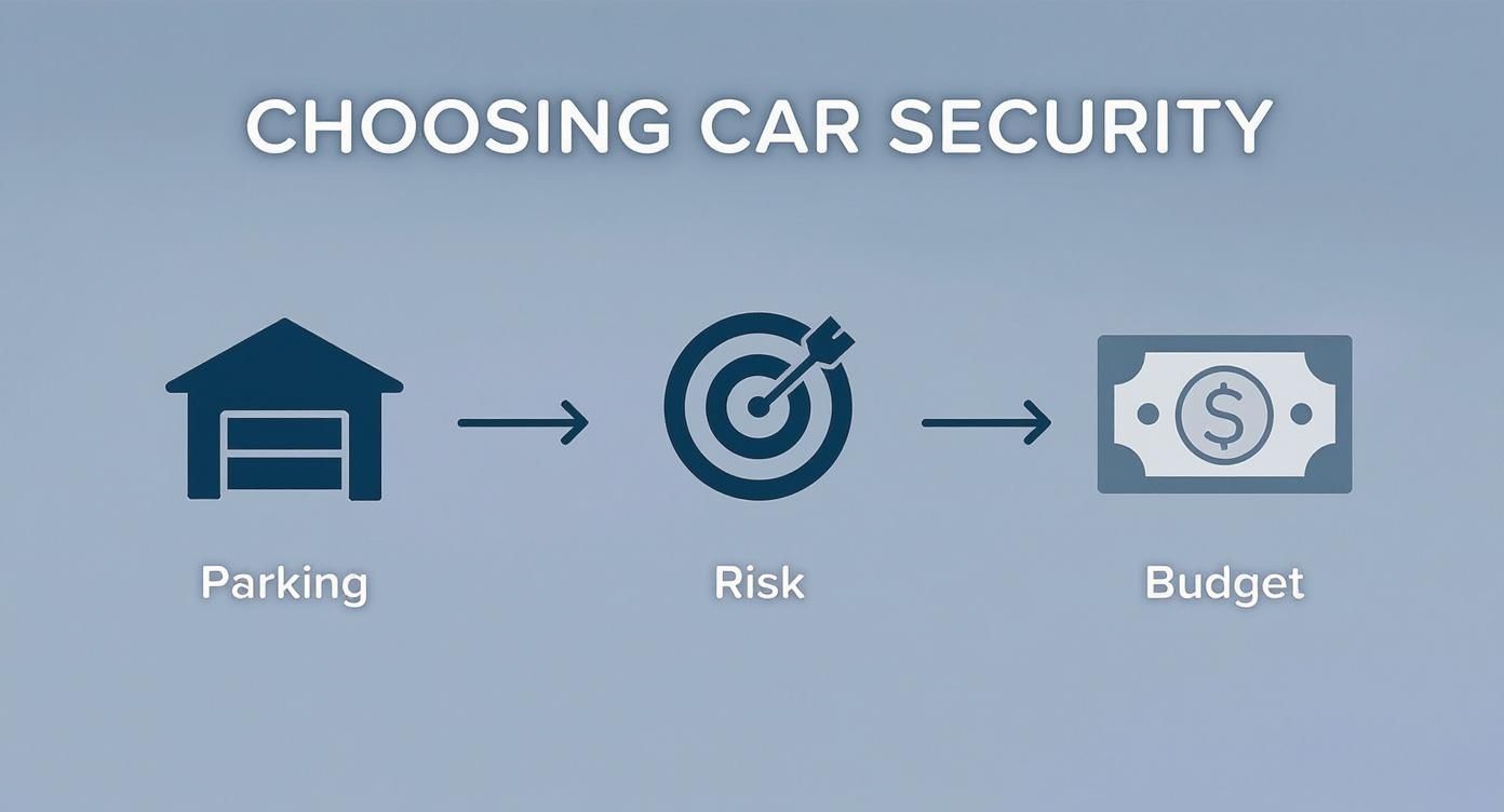 Infographic displaying various car security levels based on risk and budget.