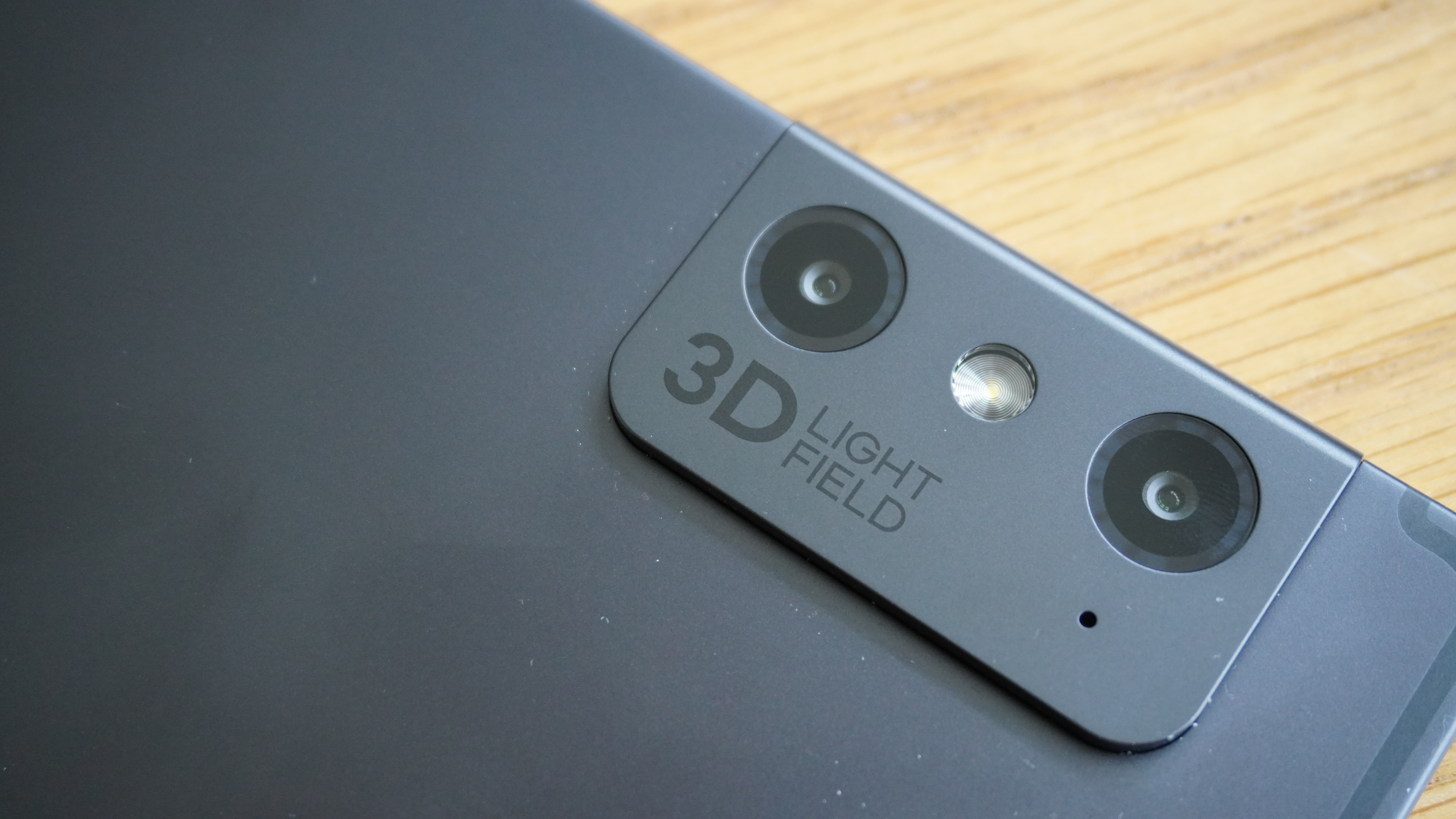 Detail of the dual 13MP rear camera sensors on the Nubia Pad 3D II.