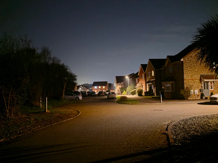 A night skyline shot taken with the Galaxy S26 Ultra showing high detail and low noise.