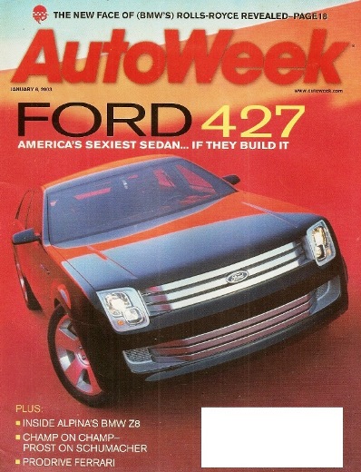 Cover of AutoWeek magazine from January 2003 featuring the Ford 427 Concept.