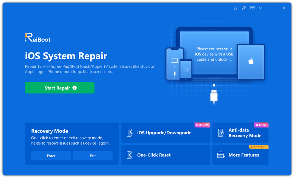 The main desktop interface of a system recovery and downgrade utility.