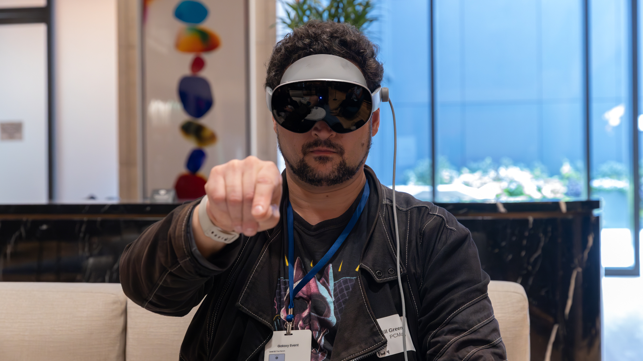 Samsung Galaxy XR headset showing its sleek black visor.