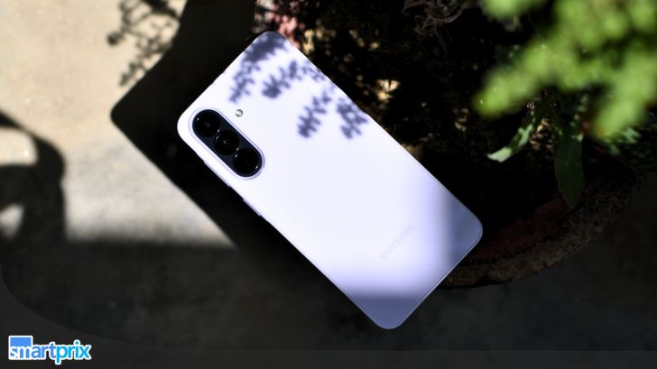 A person holding the Galaxy A37 5G to show its thin 7.4mm profile.